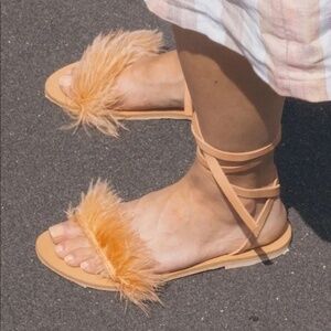 CHARLOTTE STONE Yvonne Ostrich Feather Sandals